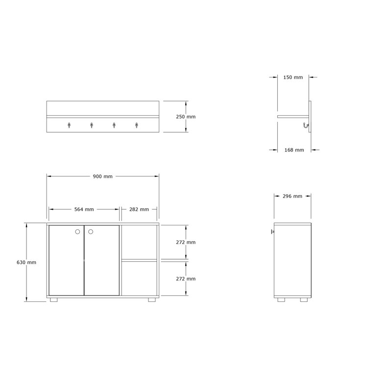 Meuble de couloir moderne avec tablette murale, anthracite, 35,4 po x 24,8 po x 11,8 po | 100% panneau de particules enduit de mélamine, épaisseur: 0,7 pouce | Plusieurs tablettes à fixation murale de conception scandinave pour une organisation élégante dans le vestibule