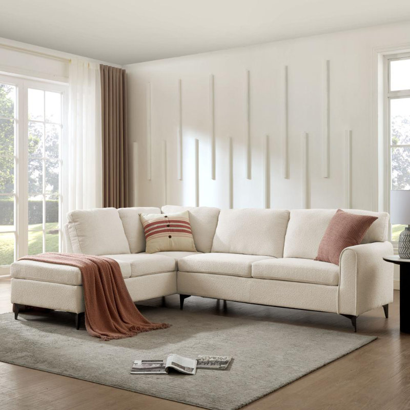 Evelyn 4 Seater Corner Sofa , Beige, Left Hand Facing