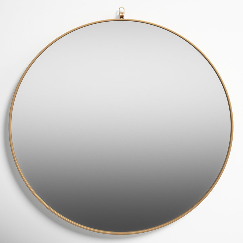 Cassie Metal/Manufactured Wood Round Wall Mirror, 28" x 28" , Brass