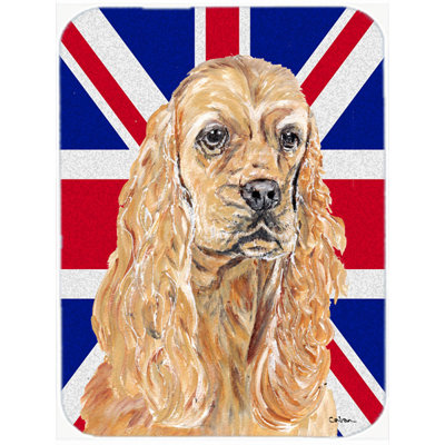 Caroline's Treasures Union Jack Buff Cocker Spaniel with English British Flag Glass Cutting Board