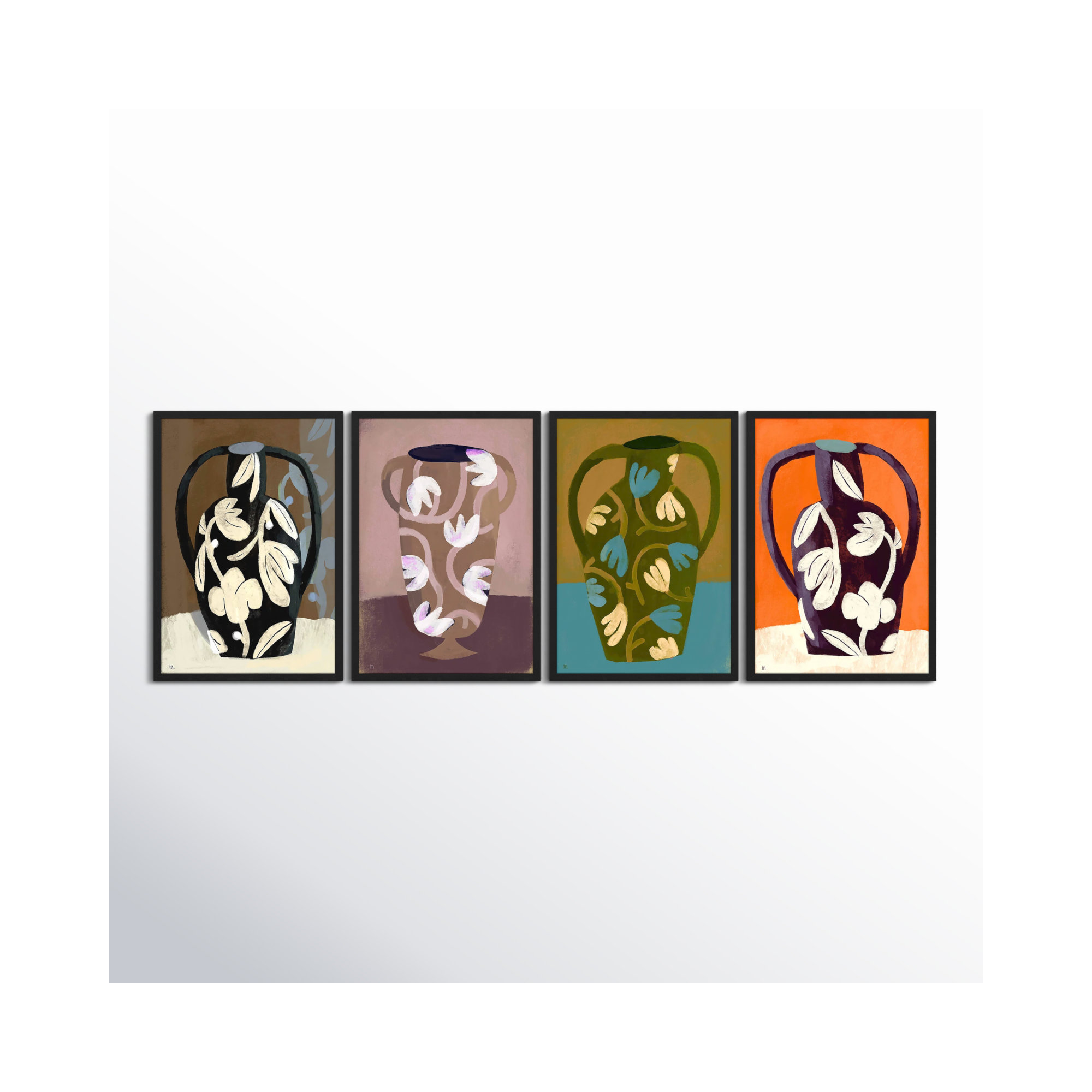 Vases. Set Of 4 by Marco Marella For Studio M, Black Framed Paper, 30" H x 21" W x 1.25" D