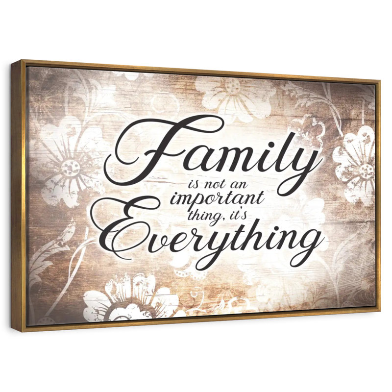 «Family Is Everything Love», citation, 19 po x 13 po, Cadre flottant doré