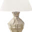 Lampe de table Kerro, résine beige sculptée, acrylique transparent, abat-jour empire ivoire-117054105