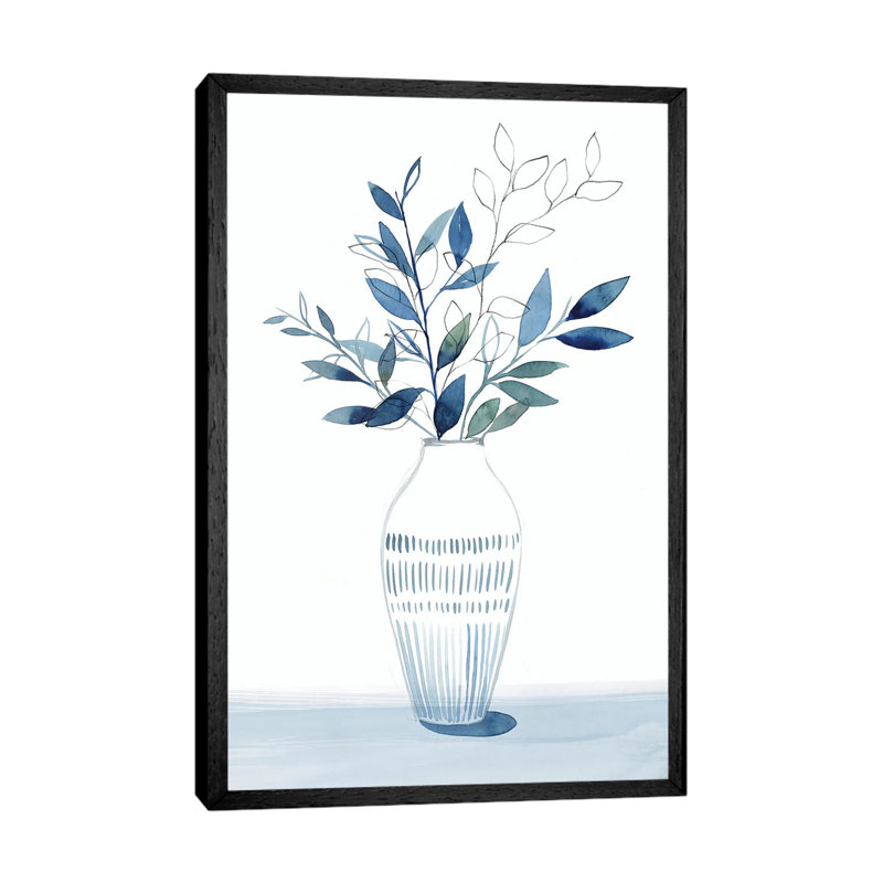Indigo Bouquet II by Isabelle Z - Painting on Canvas, Black Framed, 101.6 cm H x 66.04 cm W