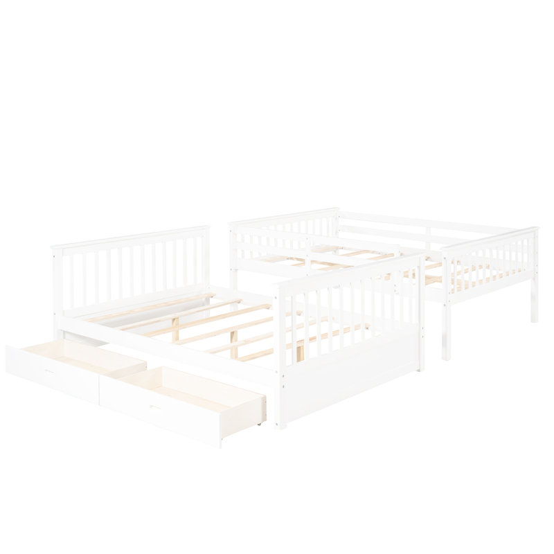 Lit superposé double avec deux tiroirs de rangement - blanc fonctionnel pour plus d'espace, Blanc