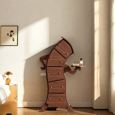 Solid Wood Multi-Drawer Storage Cabinet in Walnut