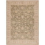 Caribbean Breeze Hand Knotted Wool Area Rug in Green