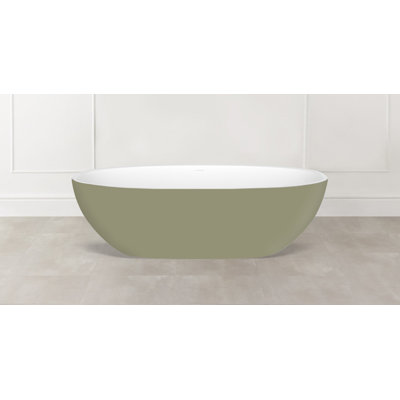 Barcelona 71" x 34" Freestanding Soaking Bathtub in Volcanic Limestone with Overflow Hole