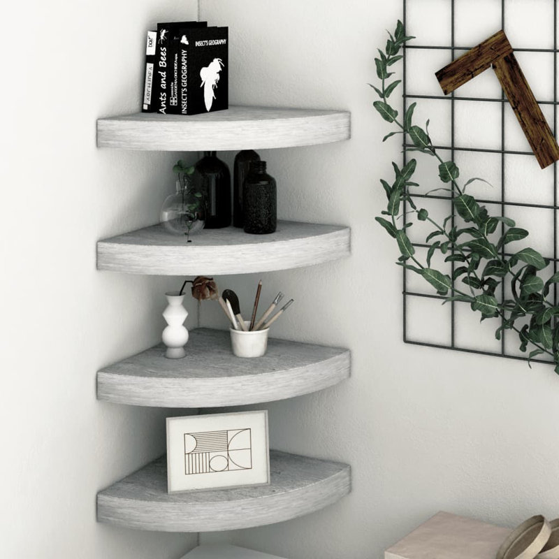 Arta 4 Piece Corner Shelf, 3.8cm H x 35cm W x 35cm D, Oak/White