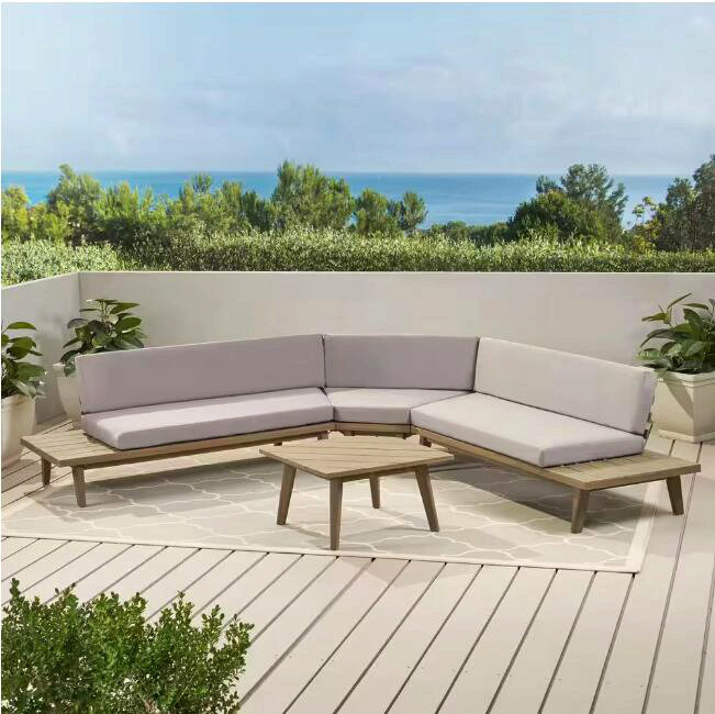 V Shaped 4-Piece Sofa Set-Gray