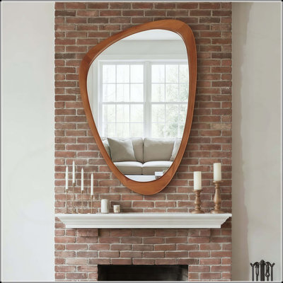 20"x30" Irregular Solid Wood Frame Decorative Mirror