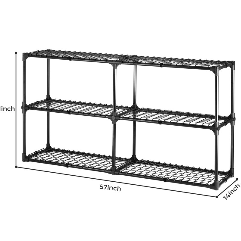 Support à 3 tablettes avec couvercle - Rangement robuste pour différents usages. Peut supporter 220 lb par tablette, soit 660 lb au total. Acier noir robuste. Étagère couverte de 57,12 po de profondeur, 14,29 po de largeur et 30,76 po de hauteur.