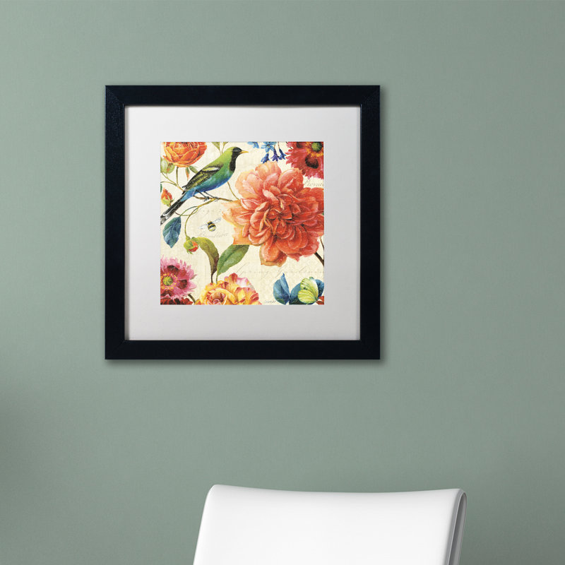 «Rainbow Garden II - Cream» par Lisa Audit - reproduction d'art sur toile, H 11 po x l 14 po x P 0,5 po, Cadre brun