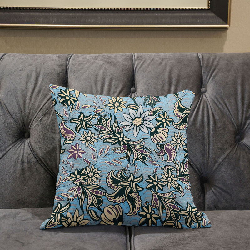 Flying Floral Paisley Outdoor Pillow Floral Outdoor Reversible Throw Pillow, 20" x 20"
