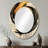 Abstract Circle In Gold And Grey Tones I - Large Oval Wall Mirror On Metal-1442834814