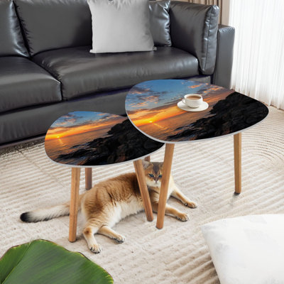 Ensemble de 2 tables basses gigognes Triangle