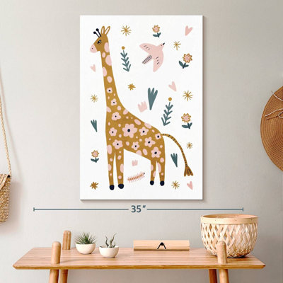 Adorable girafe scandinave sur toile