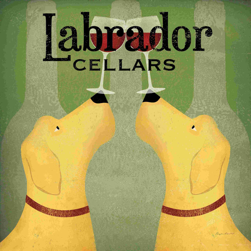«Two Labrador Wine Dogs», reproduction sur toile tendue, L 12 po x H 12 po