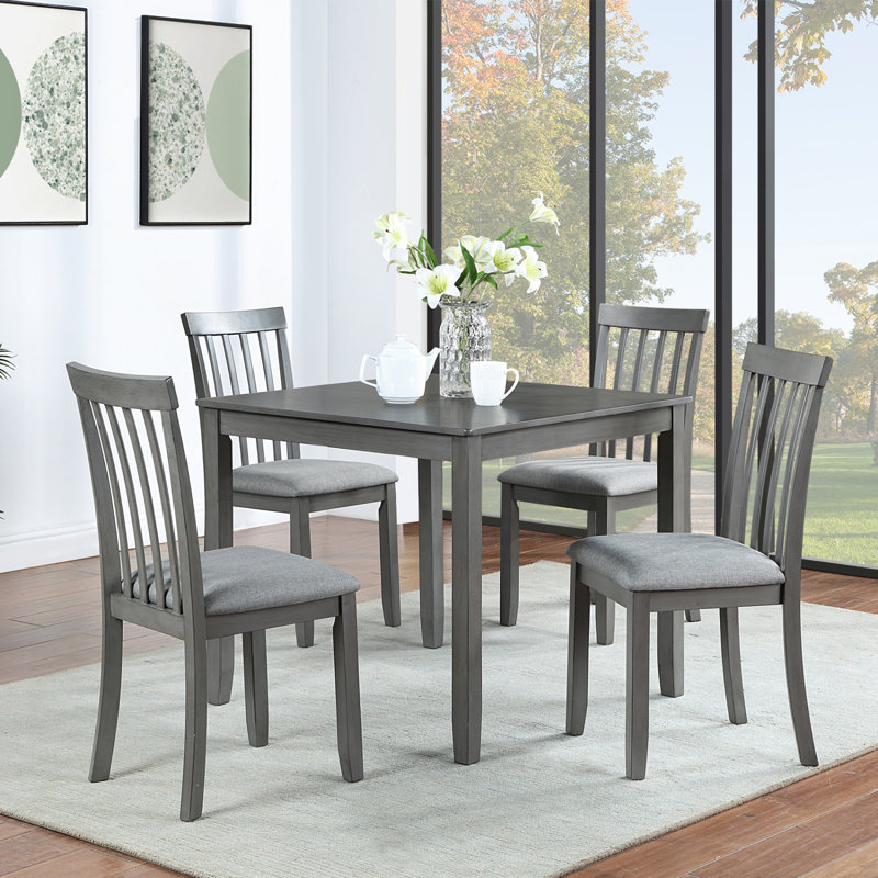 Ensemble de salle à manger, table de salle à manger carrée en bois avec chaises rembourrées
