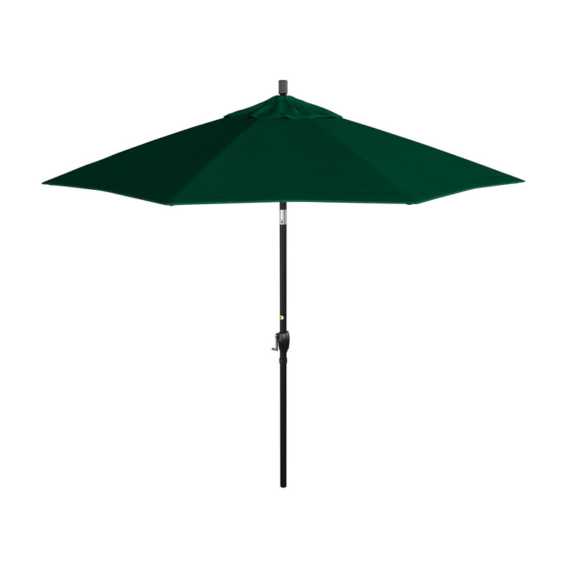 Parasol de marché octogonal en aluminium noir 9 pi avec manivelle et inclinaison en oléfine, Performance vert forêt