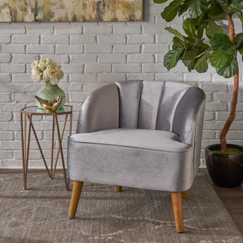 Chaise d'appoint Ballentine Mid-Century, Velours étain
