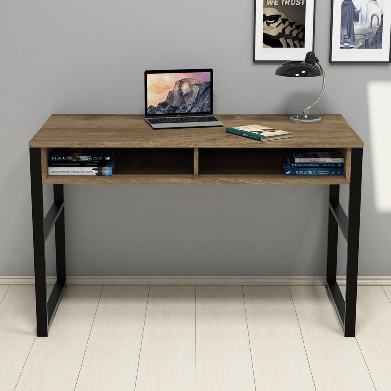 Estrella Metal Base Writing Desk, Walnut