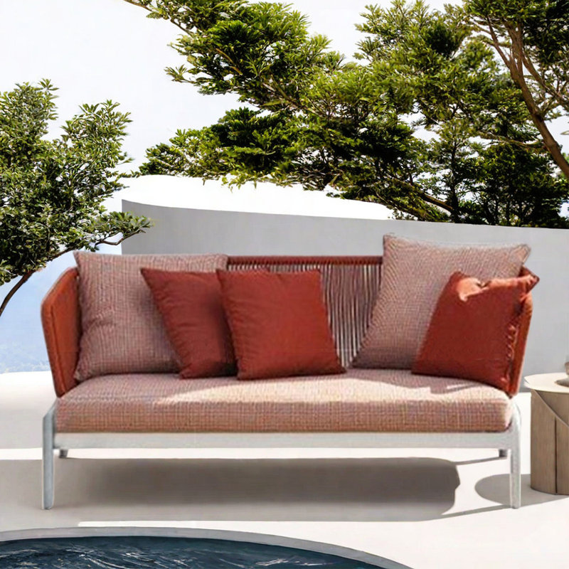 Causeuse d'extérieur en tissu 59,06 po Renfrow, Rouge, Rouge