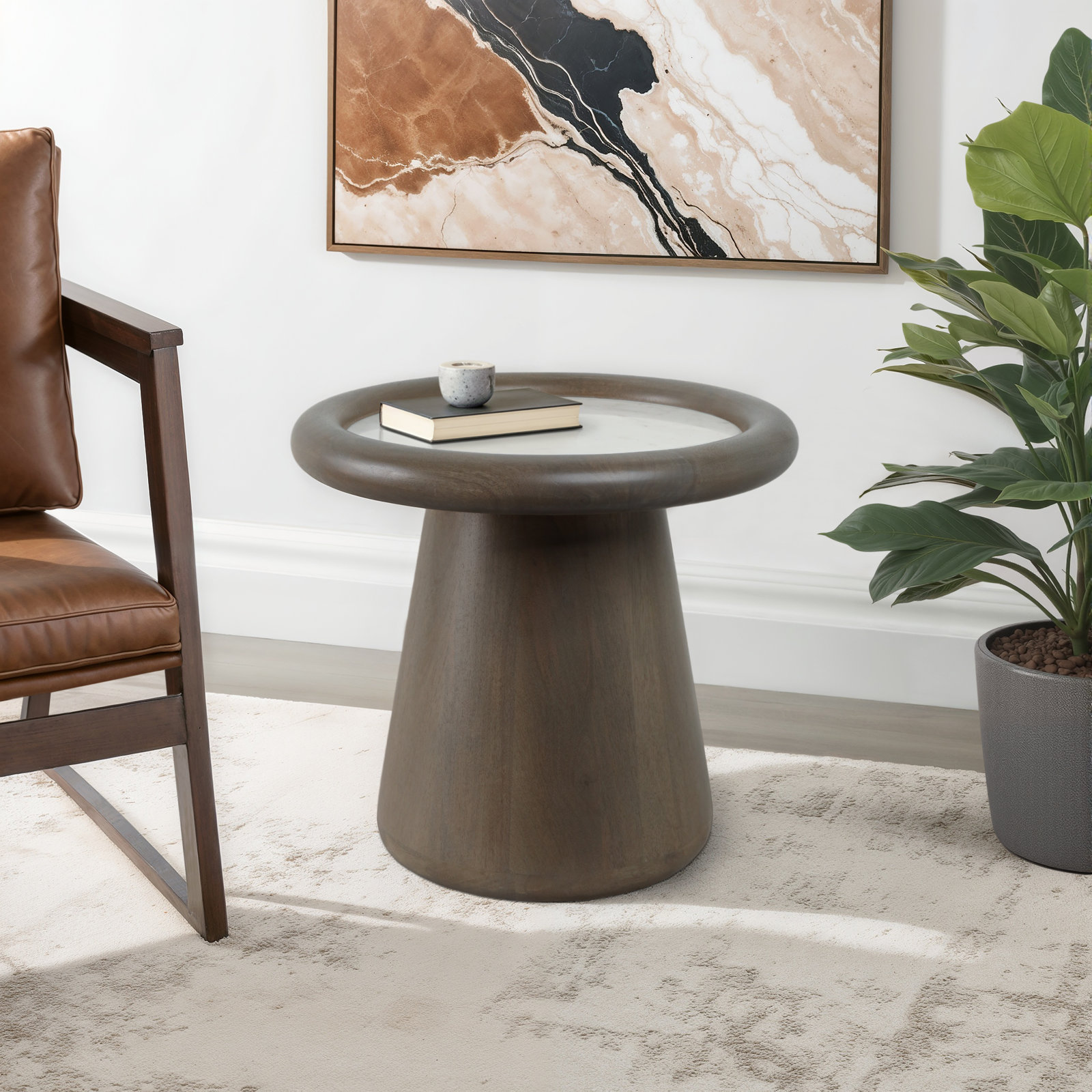20" Genuine Marble End Table