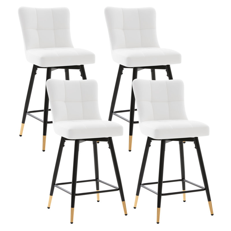 Tabouret de bar pivotant 26 po, Blanc, 4