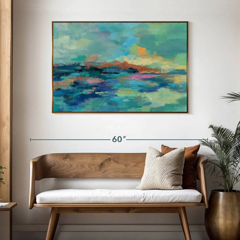 Été bord de mer Luper, 25 po x 17 po, Cadre flottant doré