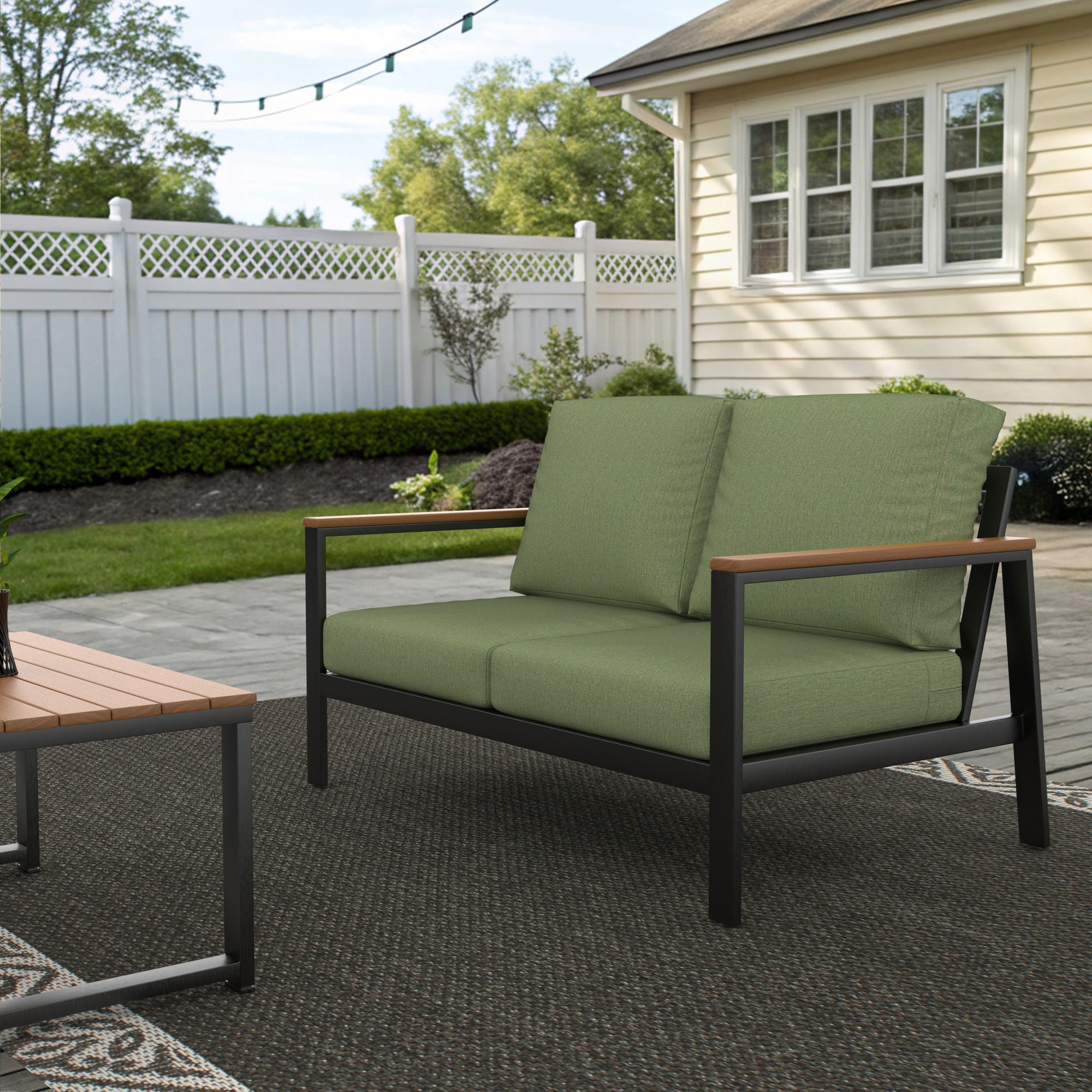 Townsend Loveseat with Sunbrella Cushion, Sunbrella Relate Harbor, Gray