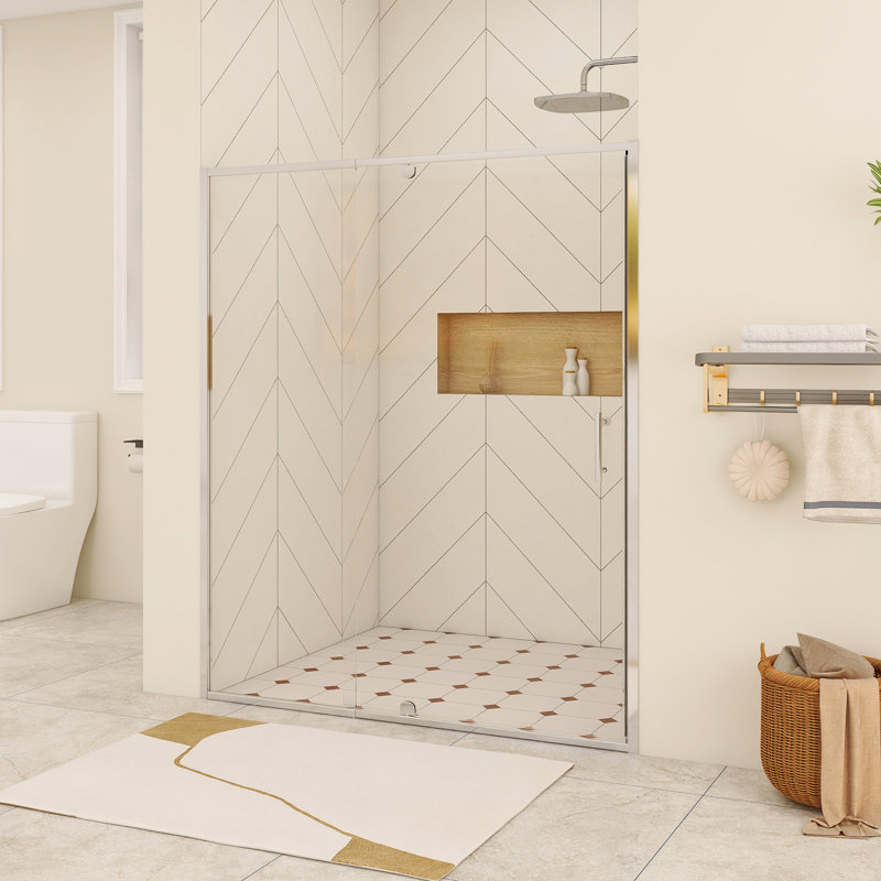 60 In. W X 71 In. H Pivot Framed Shower Door In Chrome Finish, Chrome
