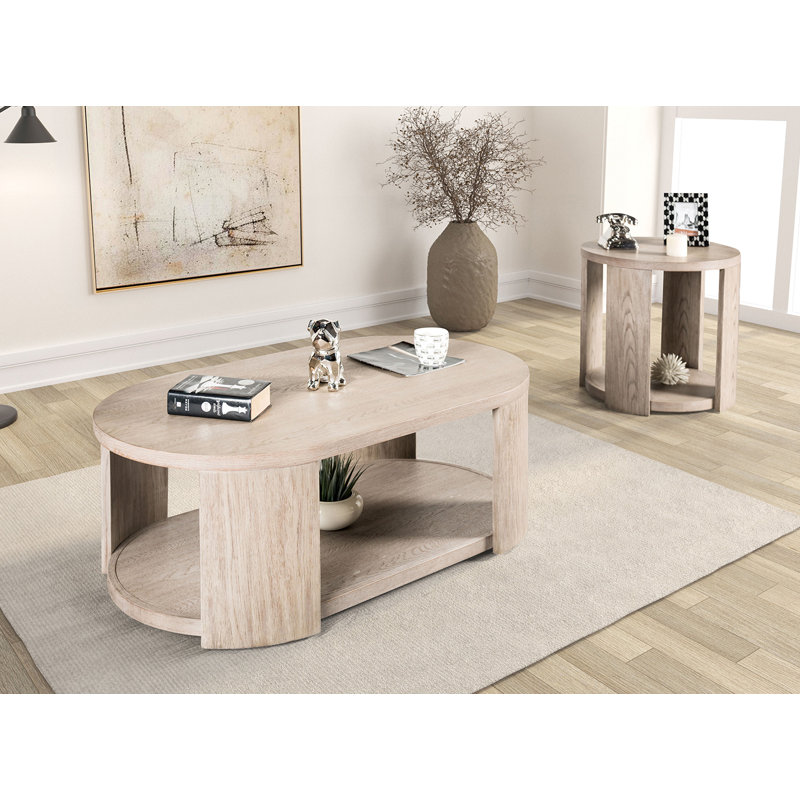 Table basse ovale moderne 49,6 ", chêne