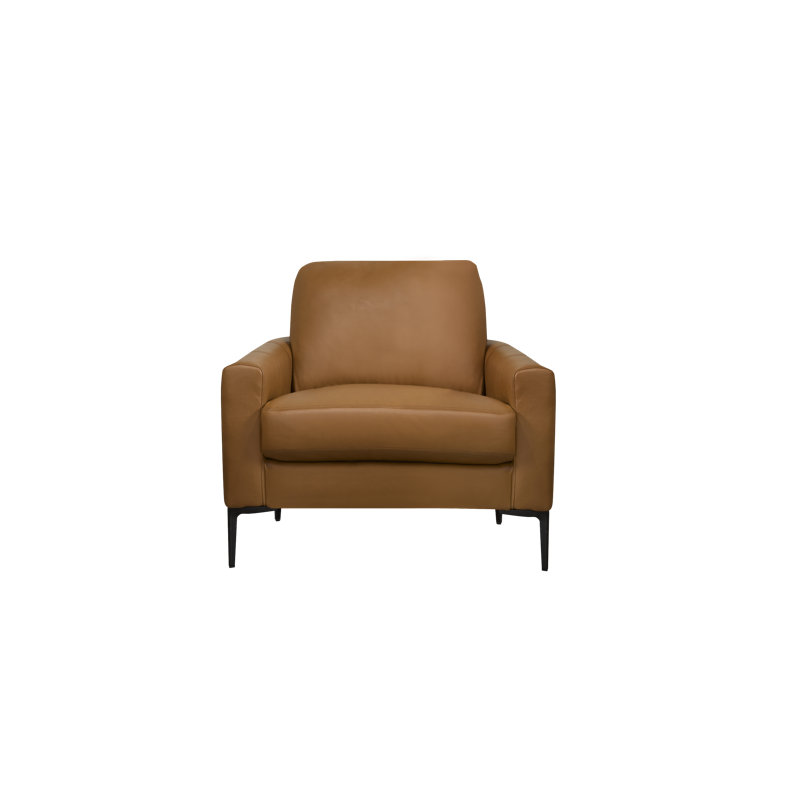 Fauteuil Crest, Cuir véritable brun moyen