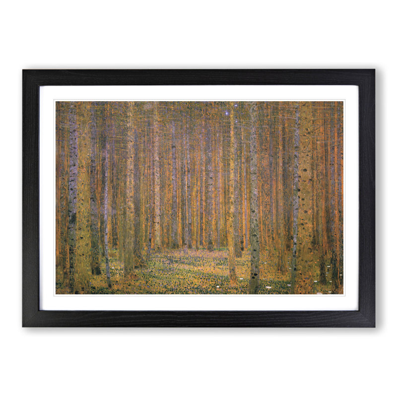 Fir Tree Forest by Gustav Klimt - Framed Print, Black Framed, 27cm H x 36cm W x 2cm D