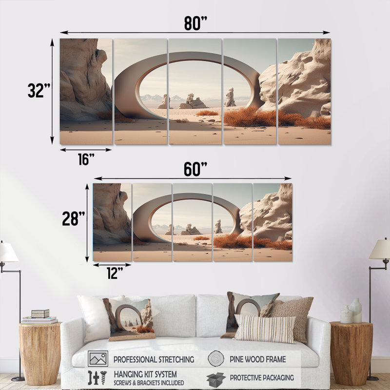 Art mural surréel, "surreal Gate Into Space III", H 28 po x l 60 po