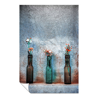 Red And White Flowers In Vases - No Frame Print