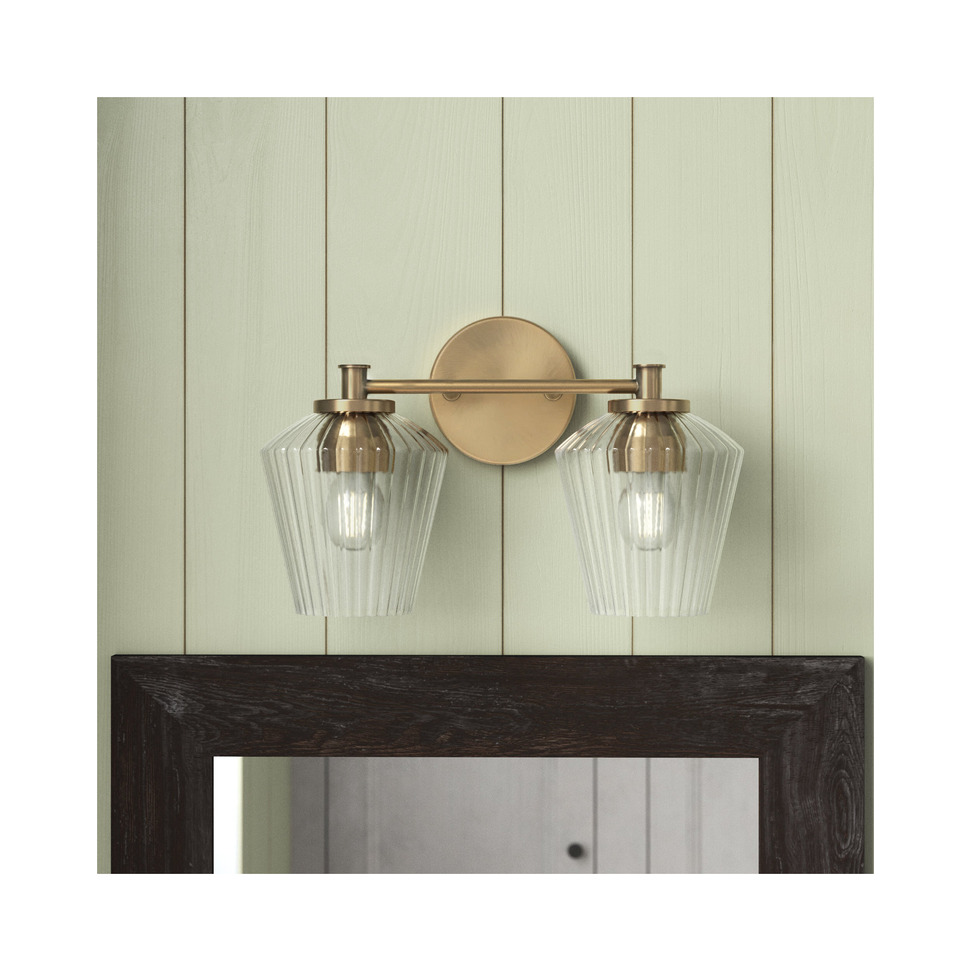 Depner 2 Light Ribbed Dimmable Vanity Light, Brass