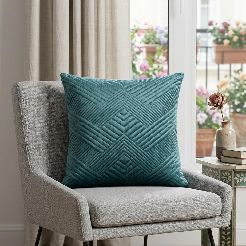 20" Teal Cotton Blend Throw Pillow, Teal