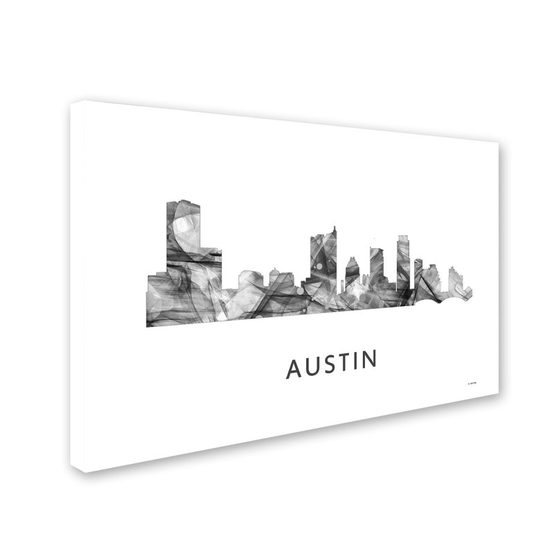 « austin texas horizon wb-bw », impression sur toile tendue, H 16 po x l 24 po x P 2 po
