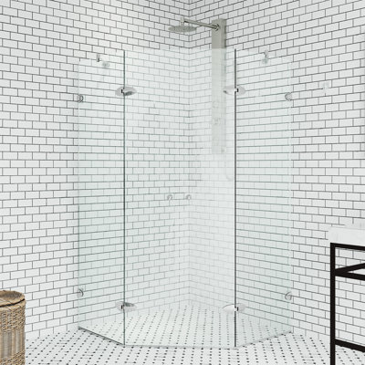 Gemini 40" W x 40" D x 73" H Hinged Frameless Shower Enclosure with 3/8  Clear Glass