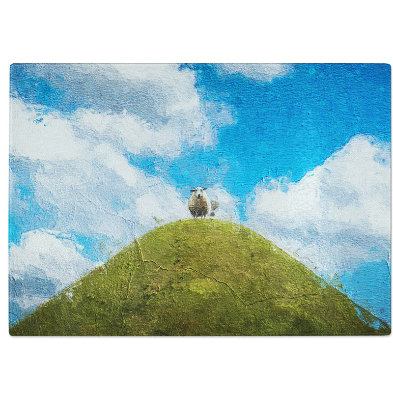 Tempered Glass Sheep atop a Hill Chopping Board, 28.5 cm W x 20 cm L