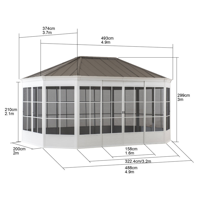 3.66m x 4.88m Aluminium Patio Gazebo