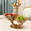 2 Tier Fruit Bowl for Kitchen Counter, White Gold Ceramic Fruit Stand with Vase for Countertop, Home Fruit Rack with Holder, Vegetable Bowl Snacks Nuts Bread Candy Storage