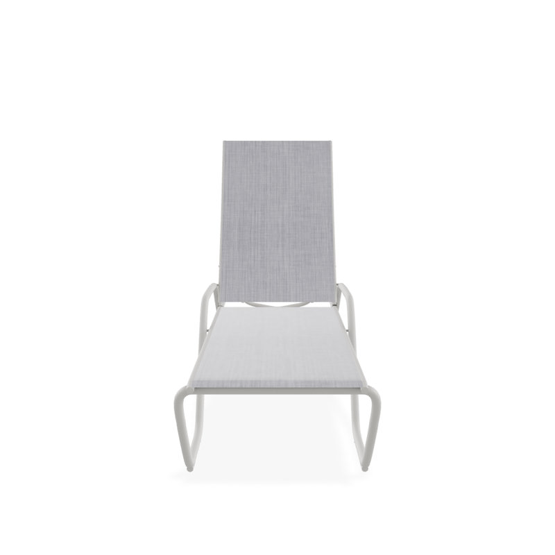 Outdoor Rust-Resistant Metal Chaise Lounge, Textured Snow, Jewel