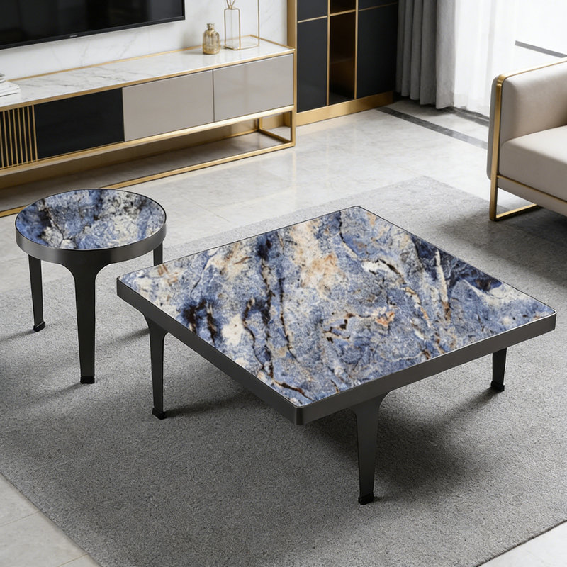 Ensemble de petites tables basses pour petits appartements, Blue