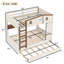 Grand lit superposé en bois massif avec lit gigogne, tablettes de rangement et crochets de suspension-1107203854
