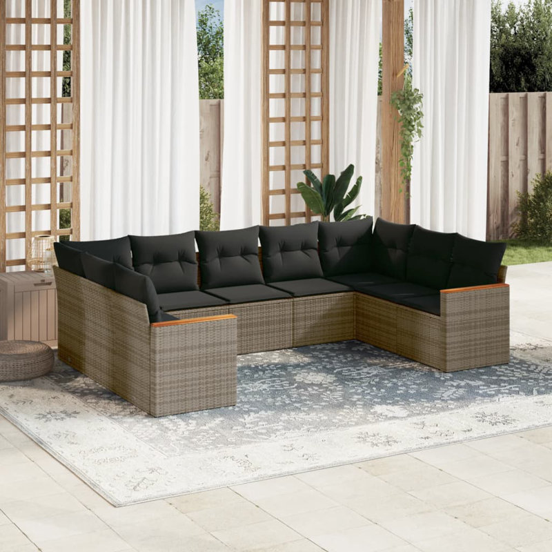 Vidaxl Garden Sofa Set PE Rattan 9 Piece Modular Garden Sofa Set