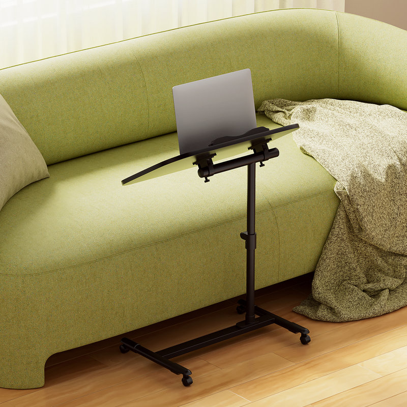 Mobile Computer Desk, Adjustable Height Standing Table, Laptop Desk Rolling Sit-Stand with Wheels, Black
