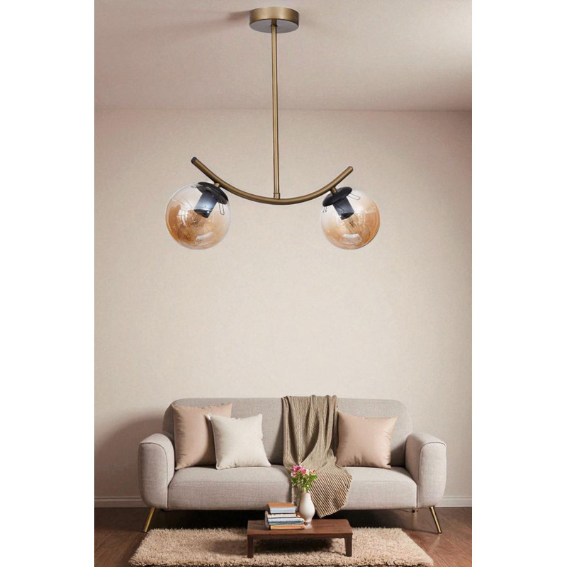Lustre, 2 niveaux, Deux lumières, Miel / or